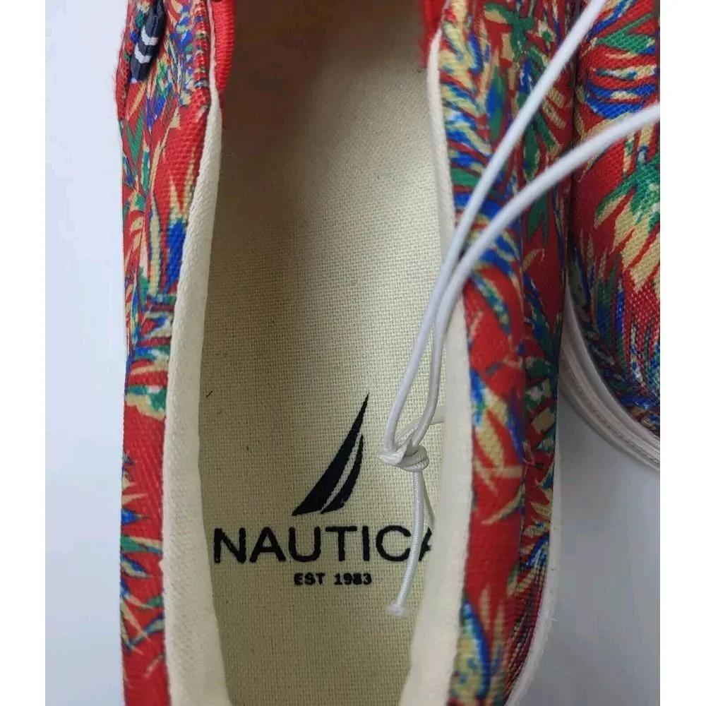 New Nautica Men's Size 8.5 Shoes Floral Red Palm Sneaker Loafer Chandler CV211-6